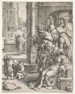 Poeten Vergilius suspenderad i en korg, 1525. av Lucas van Leyden