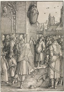 The Power of Women: Poeten Virgil upphängd i en korg, ca. 1512. av Lucas van Leyden