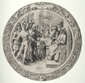 The Round Passion: Kristus framför översteprästen, 1509. av Lucas van Leyden