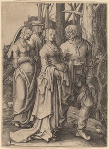 De två paren i skogen av Lucas van Leyden