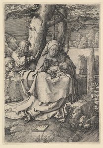 Jungfrun och barnet med två änglar, 1523. av Lucas van Leyden