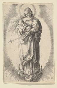 Jungfrun med barn på halvmånen, 1523. av Lucas van Leyden