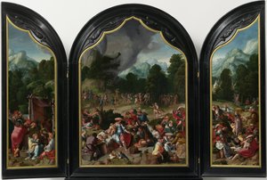 Triptyk med tillbedjan av den gyllene kalven av Lucas van Leyden