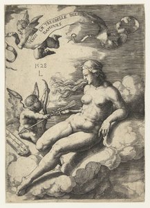 Venus och Amor Venus la tresbelle deese damours (titel på objekt) av Lucas van Leyden