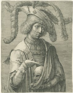 Ung man med en skalle av Lucas van Leyden