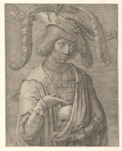 Ung man med en dödskalle av Lucas van Leyden