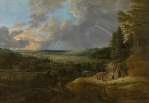 Landskap med regnbåge (olja på duk)