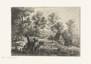 Landskap med hus och brunn Fem landskap (serietitel) av Lucas van Uden