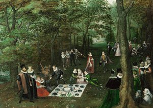 Våren. Picknicken ... (olja på duk) av Lucas van Valckenborch