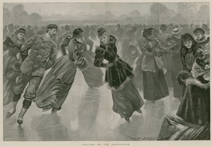 Skridskoåkning på Serpentine, Hyde Park, London (gravyr)
