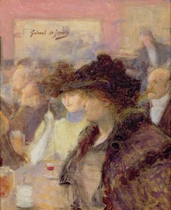 Au Cafe (olja på duk) av Lucien Guirand de Scevola