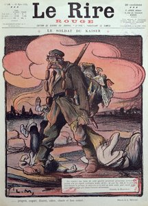Karikatyr av en tysk soldat, från framsidan av "Le Rire Rouge", 20 mars 1915.
