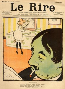 Humoristisk tecknad film från framsidan av "Le Rire", 22 april 1899 (lito i färg) av Lucien Metivet