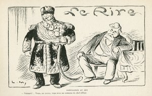 Illustration i Le Rire, 27/07/12 - Confidence au bey - Kolonisering - Fallieres Armand (1813-1941), Naceur Bey (Mohamed el-Naceur Bey) (1855-1922) (gravyr) av Lucien Metivet