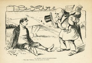 Illustration i Le Rire, 30/03/12 - Racet Limoux-Palais-Bourbon - Val, flyg - Vedrines Jules (1881-1919) (gravyr) av Lucien Metivet