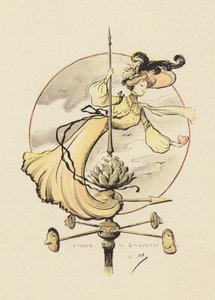 Studie av en väderflöjel (färg litho) av Lucien Metivet
