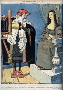 Mona Lisa - La Gioconda - (Mona Lisa sitter - Leonardo Da Vinci (Leonard de Vinci) kämpar med en kamera. Leonardo säger att kung Francois 1 är väldigt bra för honom men att han strävade efter att dö i armarna på Mona Lisa snarare än de av ki