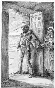 illustration till låten "le retour du marin" (gravyr) av Lucien Metivet