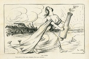 illustration i Le Rire, 03/05/13 - Familiar Air - Balkan, Guns, Shells, Peace, First World War (gravyr) av Lucien Metivet