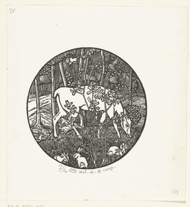 Betande rådjur av Lucien Pissarro
