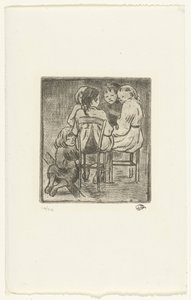 Grupp på fem sittande tjejer av Lucien Pissarro