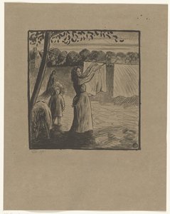 Hängning av tvätten av Lucien Pissarro