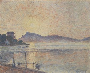 La Pointe de Cougoussa, solnedgång, 1925 av Lucien Pissarro