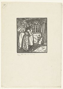 Ruth och Naomi kramar varandra av Lucien Pissarro