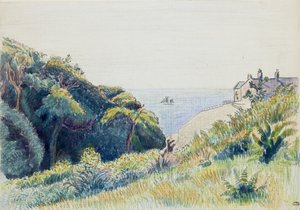 Kustvaktens hus, Ecclesbourne, 1918 av Lucien Pissarro