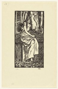 Kvinna i en skog Woodland Girl av Lucien Pissarro