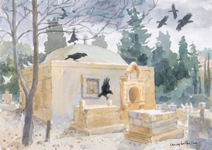 Stormmoln i Abu Ghosh, Israel, 2019 (w/c på papper) av Lucy Willis