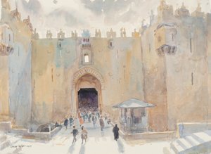 Damaskusporten, Jerusalem, 2019 (w/c på papper) av Lucy Willis