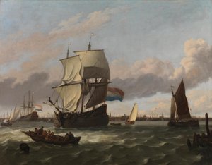 Hamnen i Amsterdam av Ludolf Backhuysen