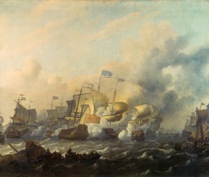 En sjöstrid mellan holländare och engelsmän av Ludolf Backhuysen