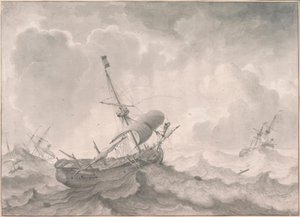 L.Backhuysen, fartyg på stormiga hav av Ludolf Backhuysen