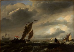 Lätt upprörd sjö med fartyg av Ludolf Backhuysen