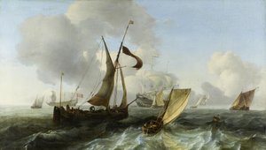 Lätt upprört hav med fartyg av Ludolf Backhuysen