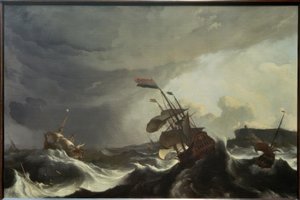 Fartyg i sjönöd under en kraftig storm