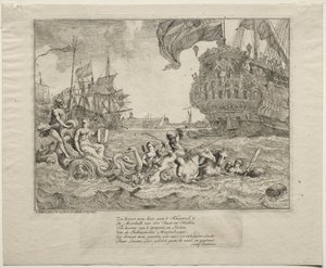 Personifieringen av Amsterdam som åker i Neptunus vagn av Ludolf Backhuysen