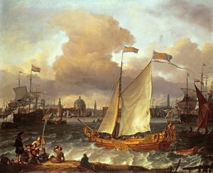 Den svenska yachten "Lejouet", i Amsterdams hamn, 1674