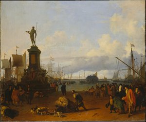 Vy över Amsterdams hamn vid floden IJ av Ludolf Backhuysen