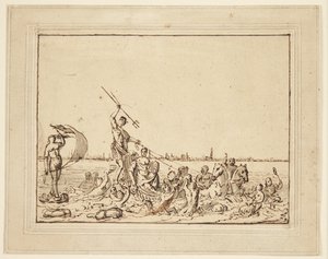Allegori om Amsterdam som en systerstad av Ludolf Bakhuizen