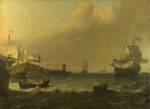 Holländska krigsmän på väg in i en hamn vid Medelhavet, 1681