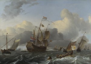 Flaggskeppet Eendracht och en flotta av holländska krigsmän, ca. 1670