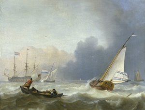 Grovt hav med en holländsk yacht Grovt hav med en holländsk yacht under segel