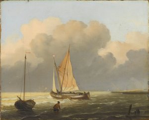 Hav utanför kusten, med Spritsail Barge