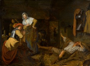 Soldater vid Reveille, cirka 1650 (olja på panel)