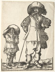 Stående kavaljer och tiggarpojke. av Ludolph Büsinck