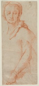 Halvlånga figurstudie av en kvinna, 1500-talet. av Ludovico Cardi Cigoli