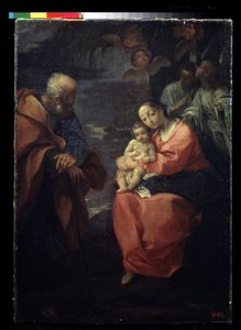 ""Den heliga familjen vilar på flykten till Egypten"" (Den heliga familjen under en palm (vila på flykten till Egypten)) Målning av Ludovico Carracci (Ludovic Carracci) av Ludovico Carracci